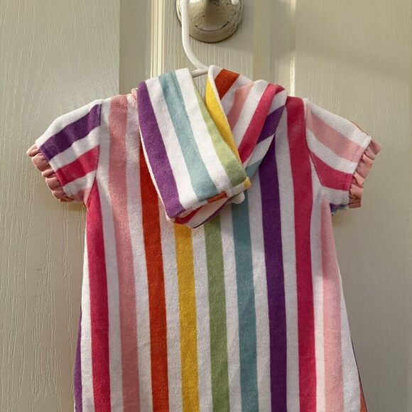 RuffleButts Rainbow Dream Striped Ruffle Terry Cover-Up Hooded Girls 3-6 Months - Picture 10 of 12